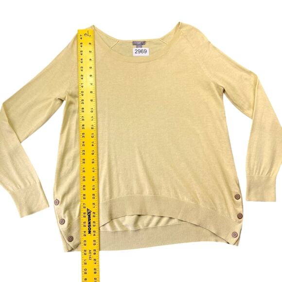 J.Jill Endive Sweater Womens Small Yellow Silk  Button Detail - Picture 3 of 8